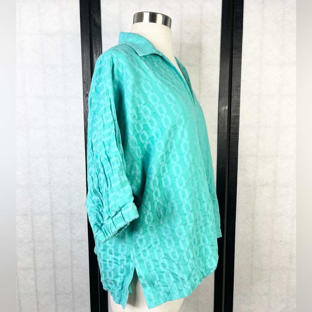 Emily McartyTeal poppy top Women's blouse Large - Picture 4 of 8